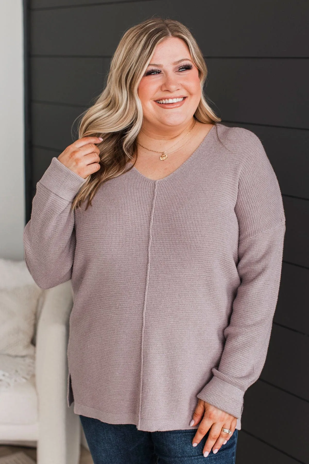 Here Together V-Neck Sweater- Dusty Lavender