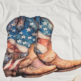 JCoon American Cowboy Boots Bling Tee