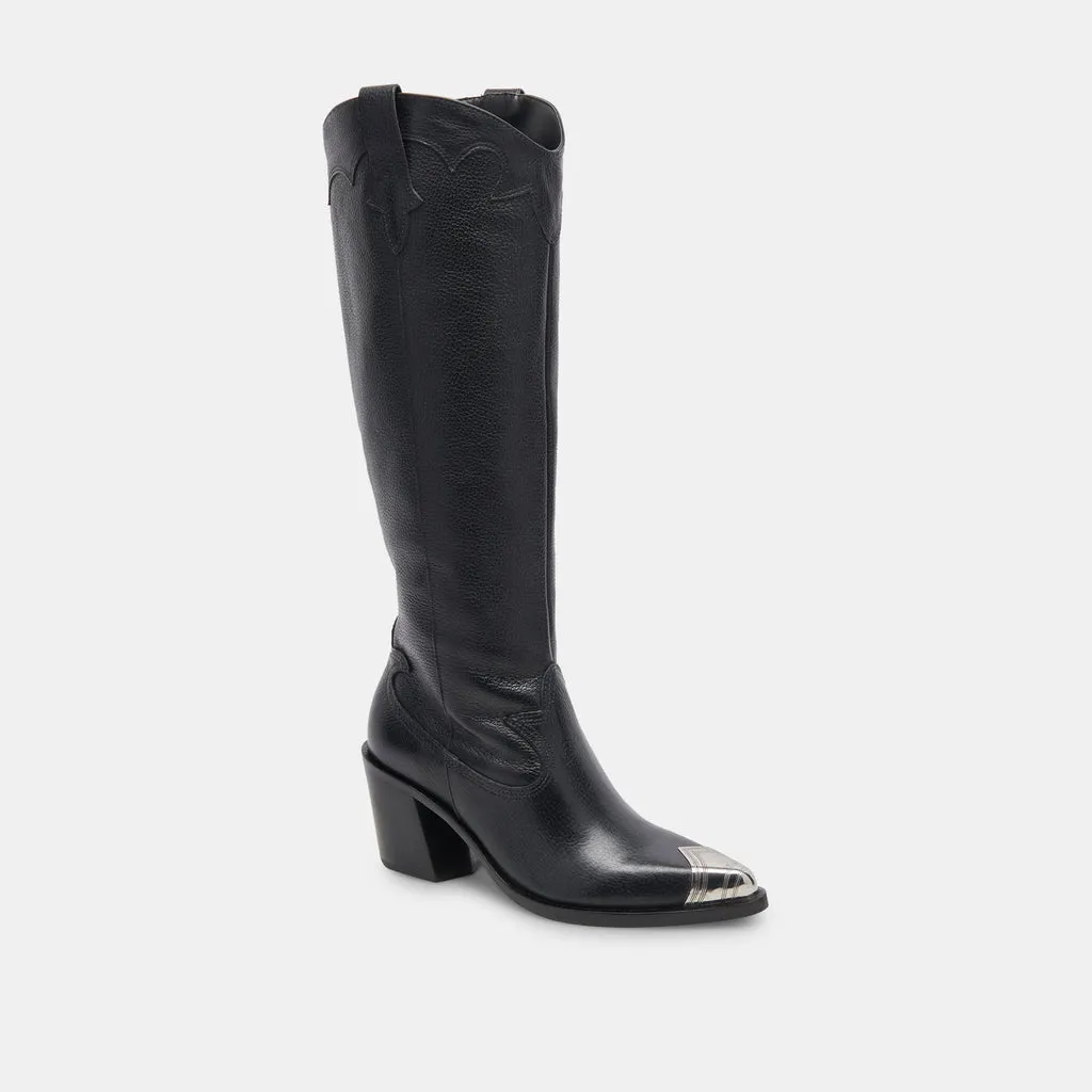 Kamryn Boots Black Leather | Women's Western Black Leather Boots– Dolce Vita 6908077408322