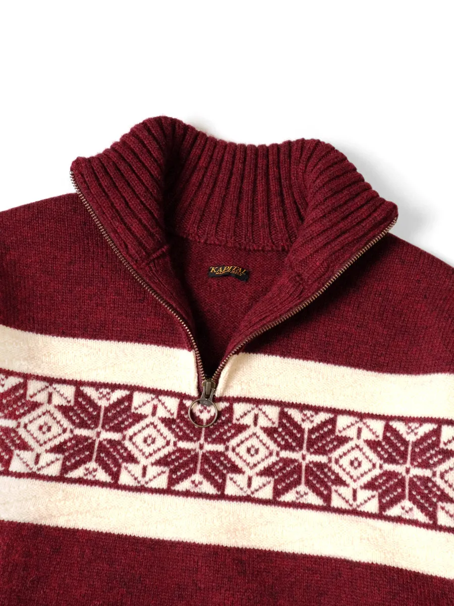 Kapital 5G Wool Snowflake Half-Zip Sweater