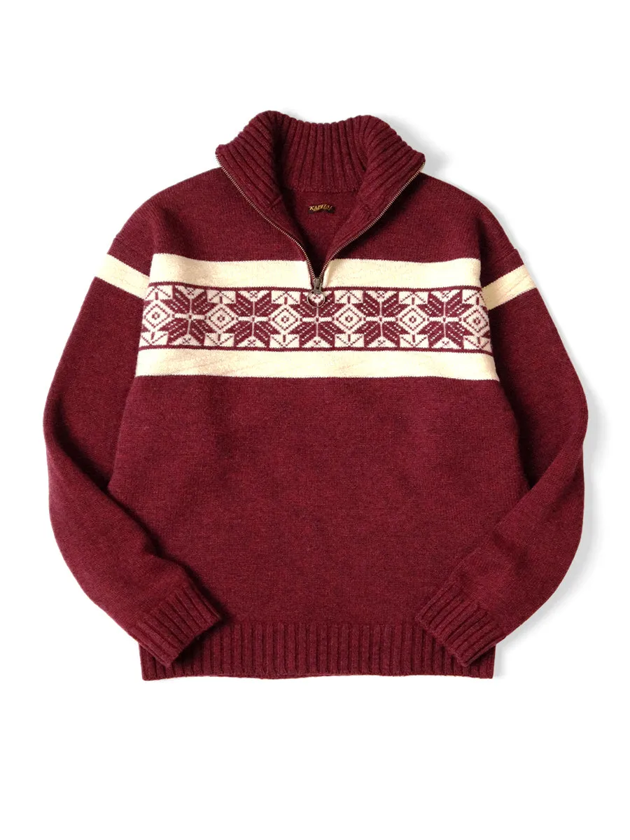 Kapital 5G Wool Snowflake Half-Zip Sweater