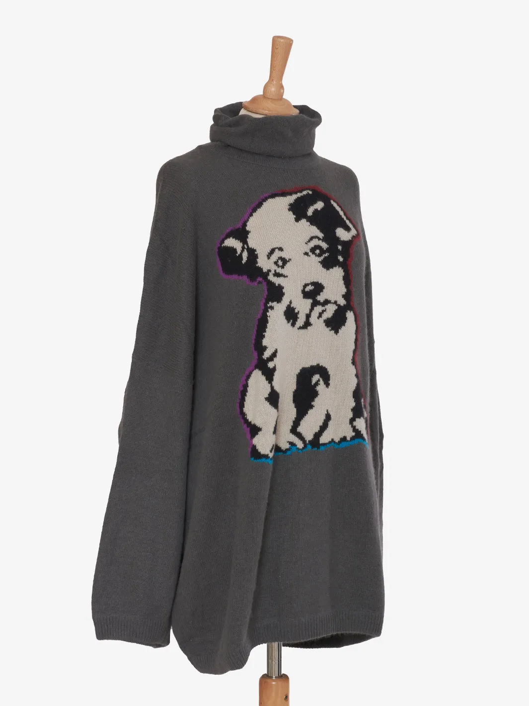 Krizia Wool over sweater with dog embroidery