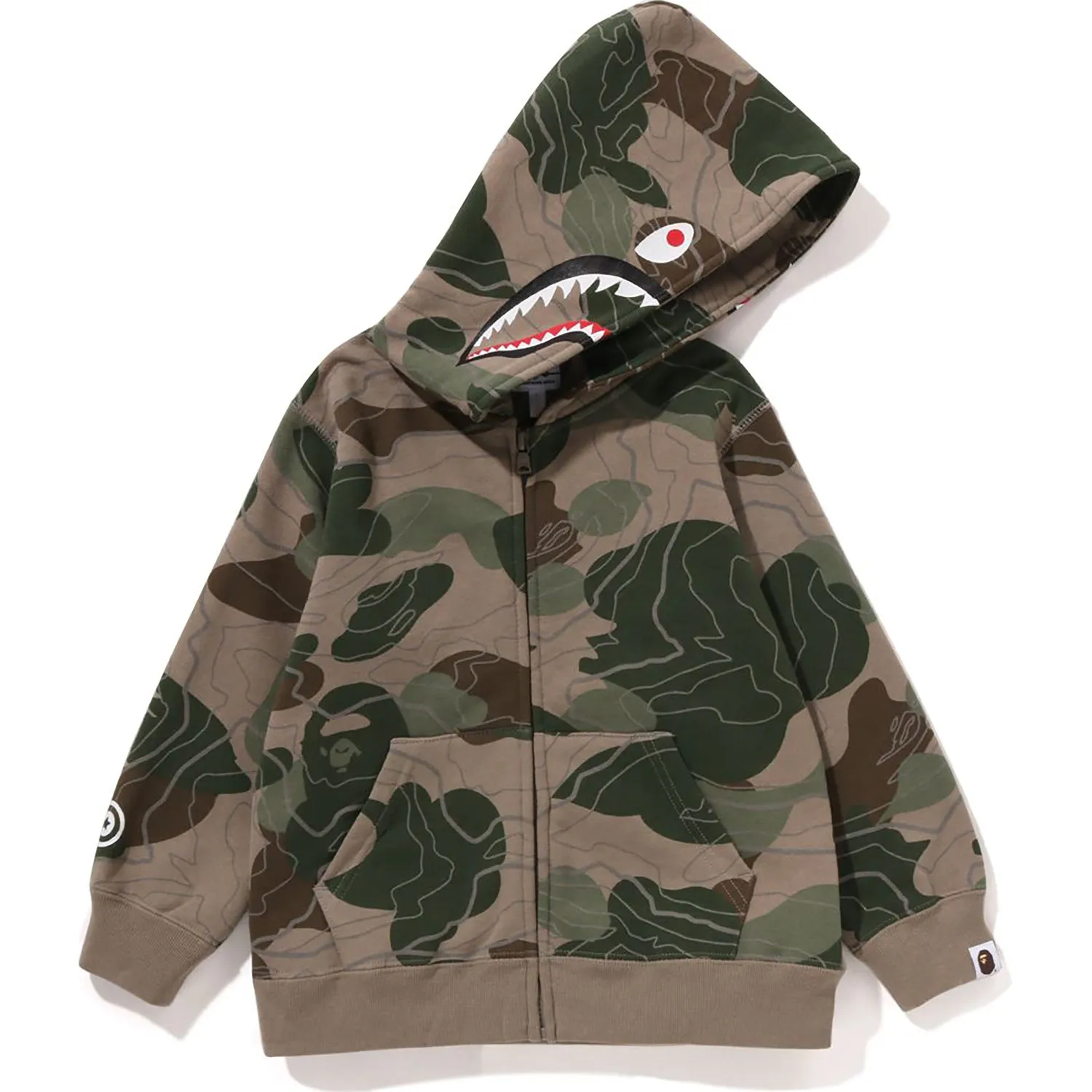 LAYERED LINE CAMO SHARK ZIP HOODIE KIDS