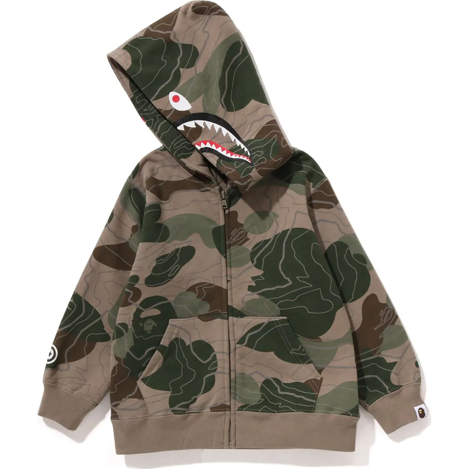 LAYERED LINE CAMO SHARK ZIP HOODIE KIDS