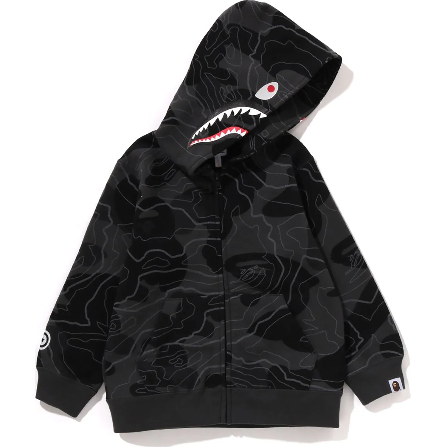 LAYERED LINE CAMO SHARK ZIP HOODIE KIDS