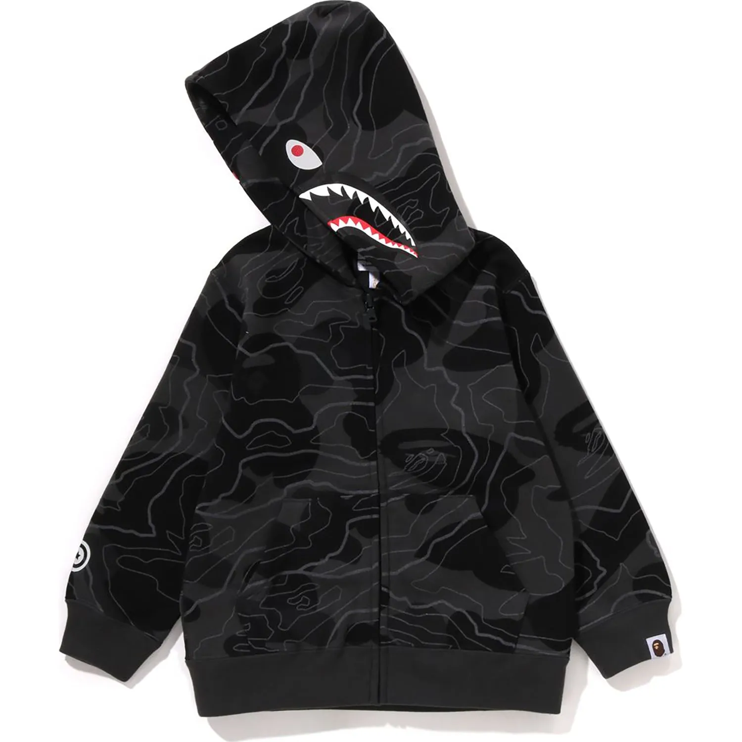 LAYERED LINE CAMO SHARK ZIP HOODIE KIDS