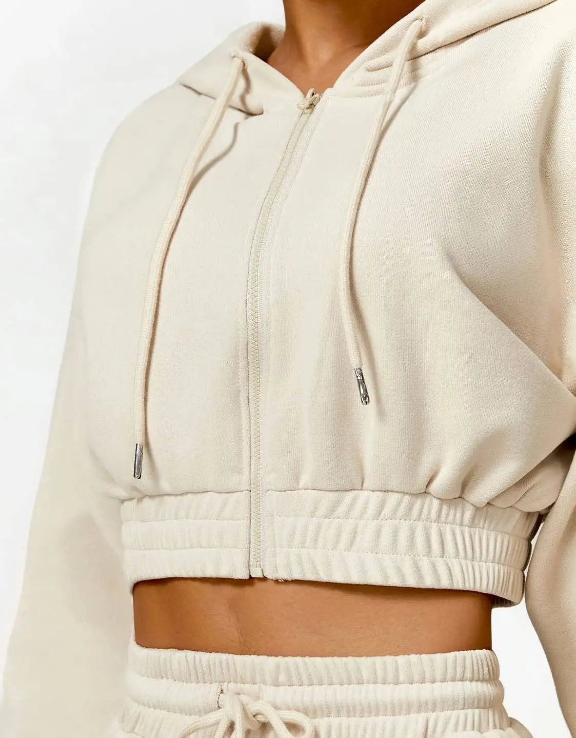 Long Sleeve Cropped Zip Up Hoodie