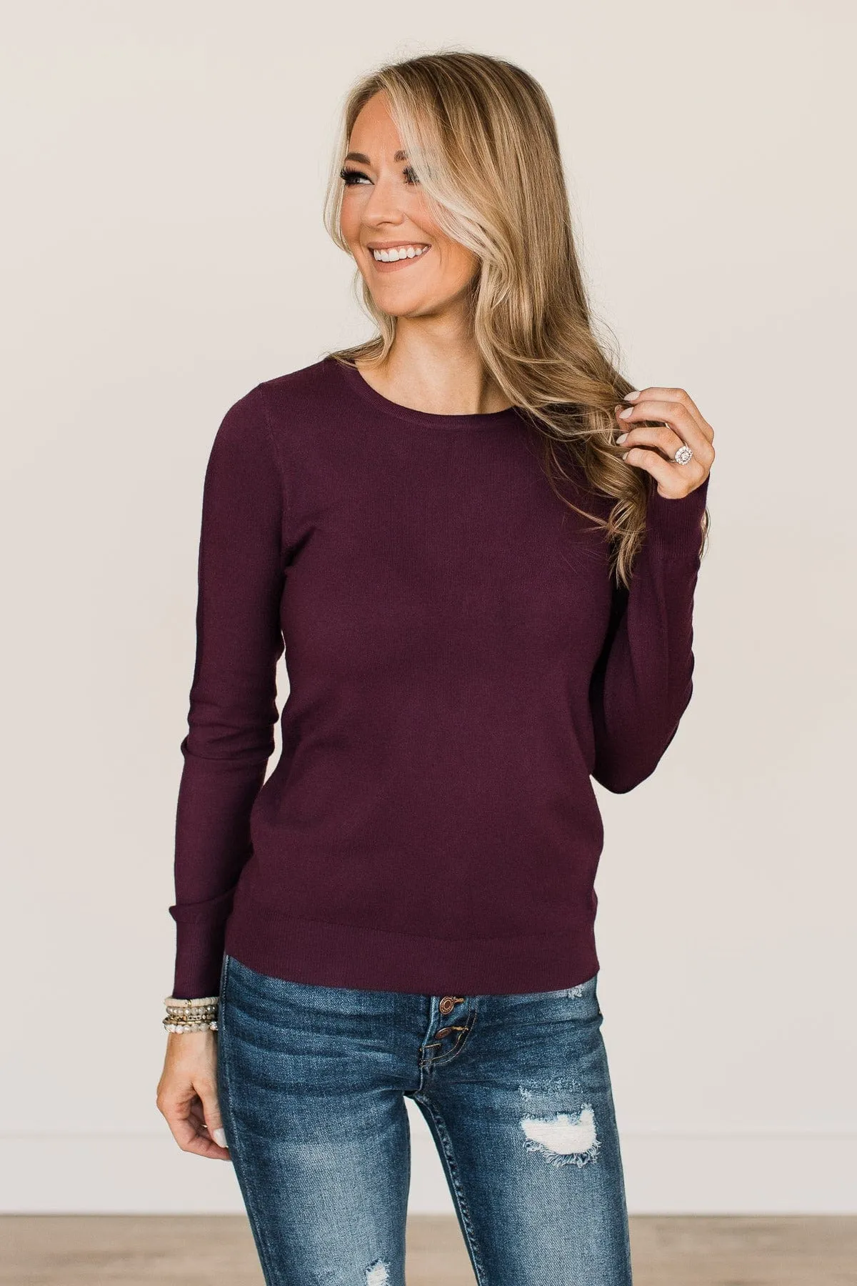 Lost In Your Love Knit Sweater- Eggplant