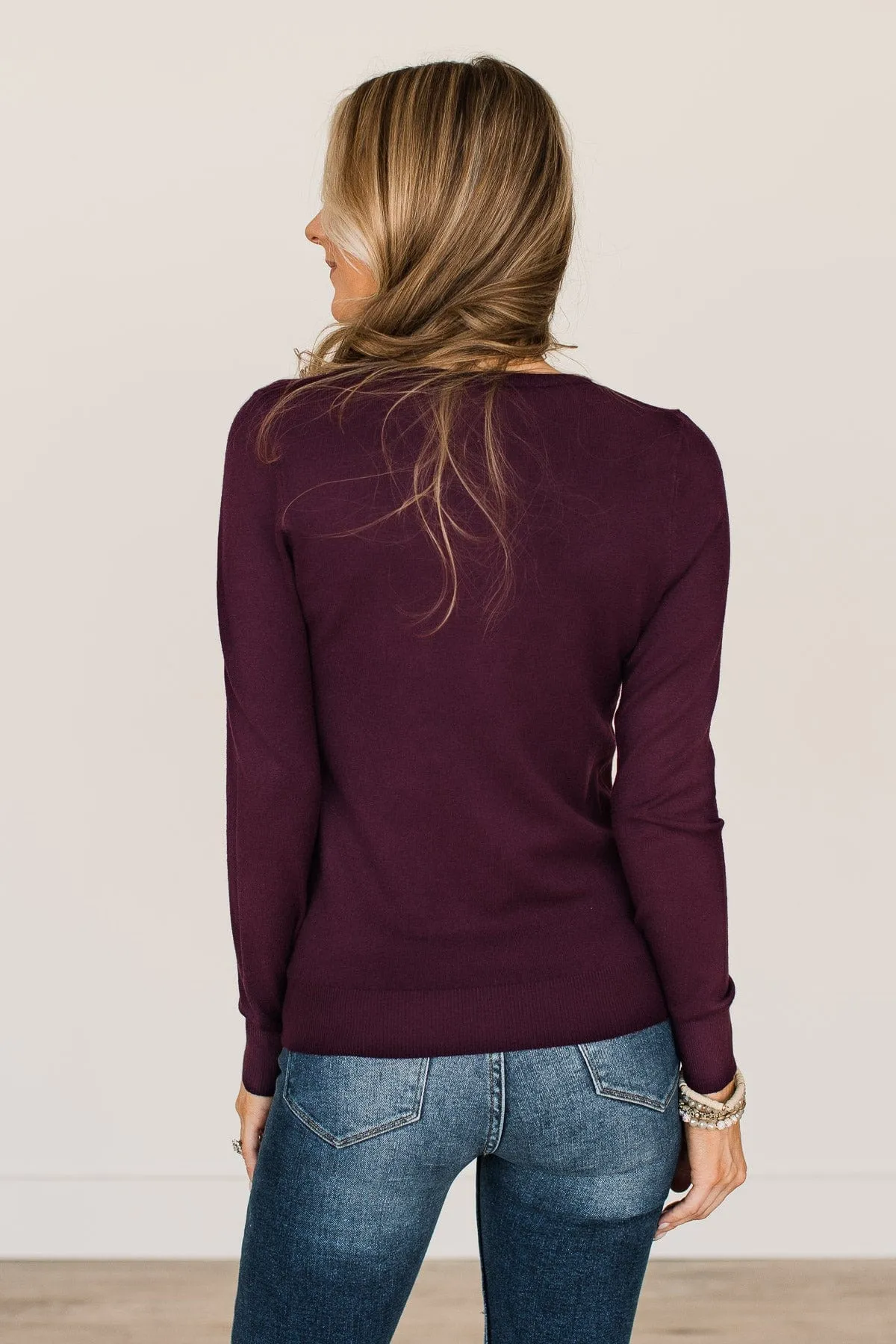 Lost In Your Love Knit Sweater- Eggplant