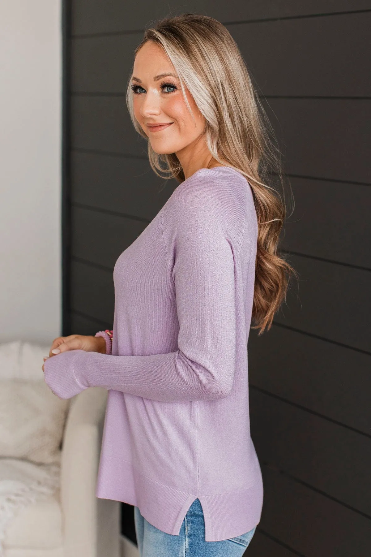 Madly In Love V-Neck Sweater- Lavender