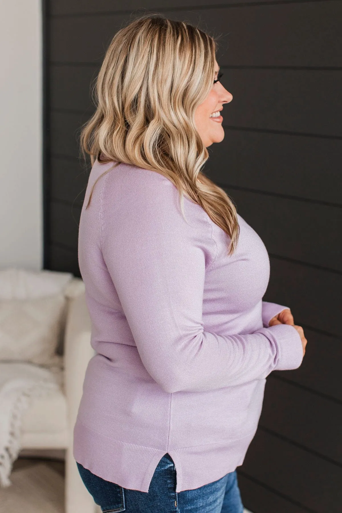 Madly In Love V-Neck Sweater- Lavender