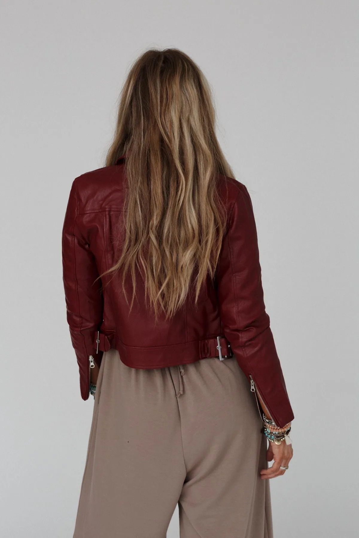 Marlon Faux Leather Jacket - Wine