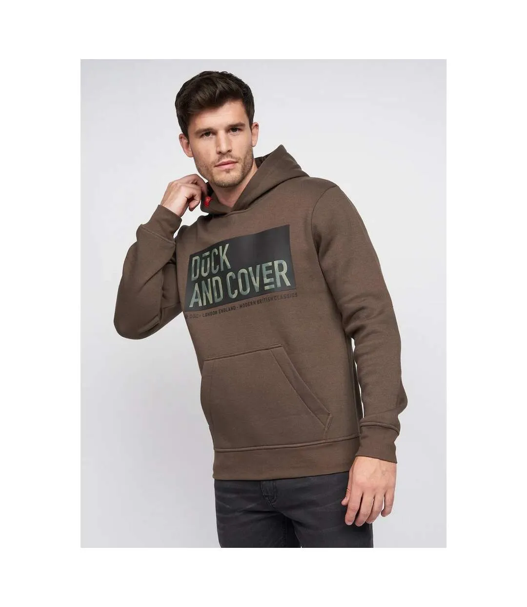 Mens quantain hoodie brown Duck and Cover