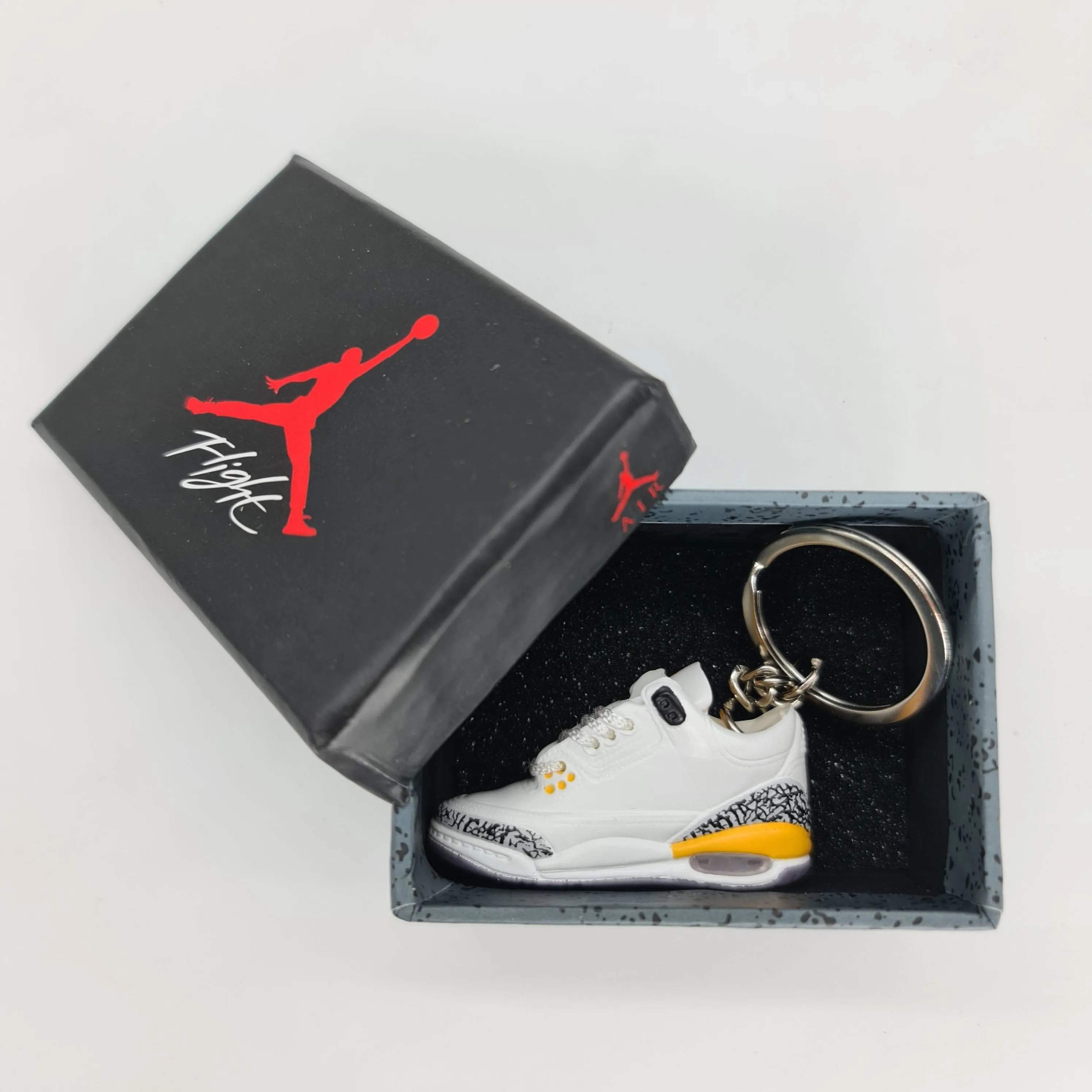 Mini Sneaker Keyring- AJ3 (White/Yellow)