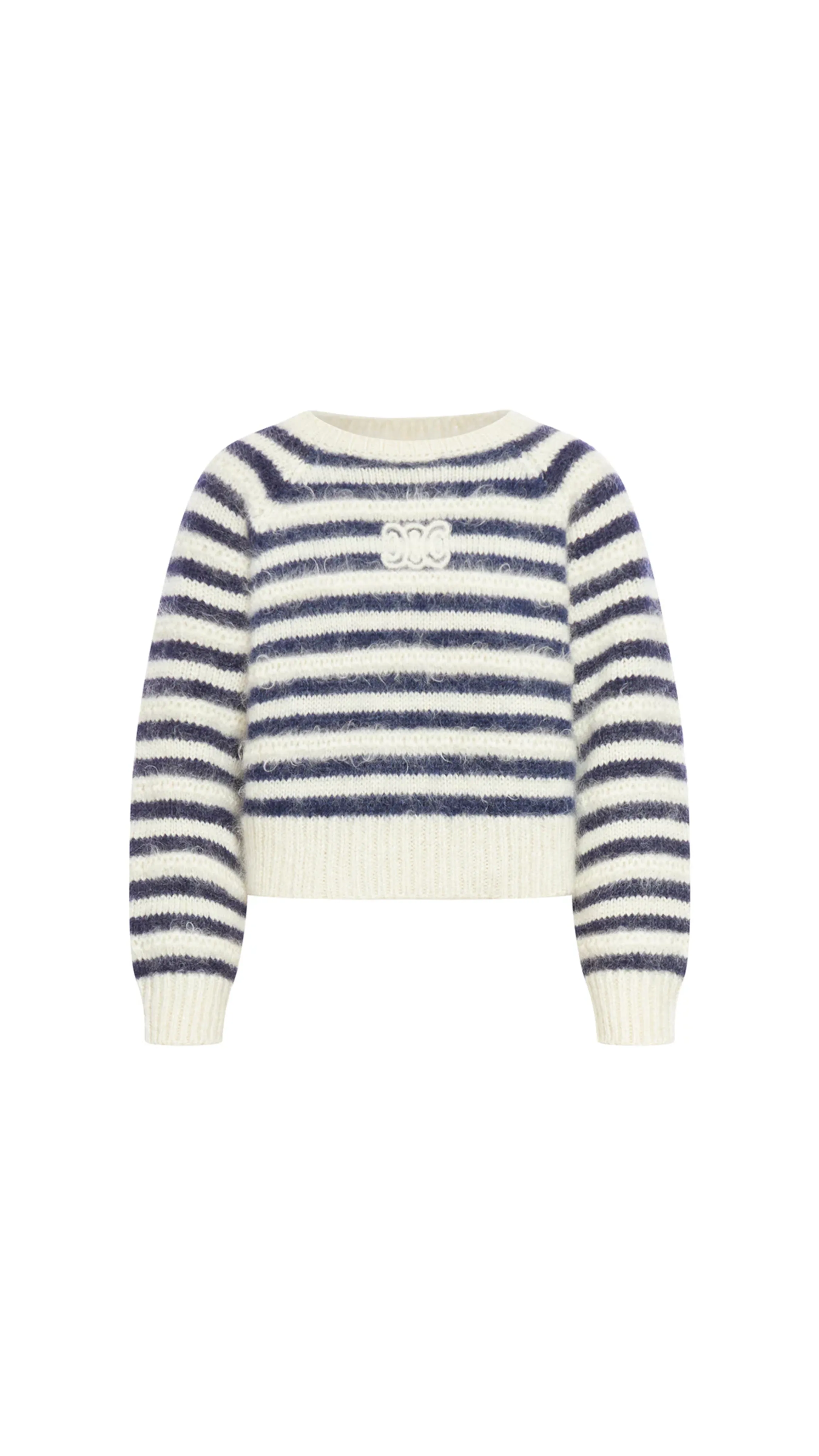 Mohair Triomphe Mohair Cropped Sweater - White/Navy