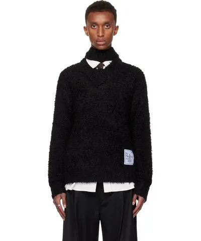 NULLUS Black Deconstructed Collar Sweater