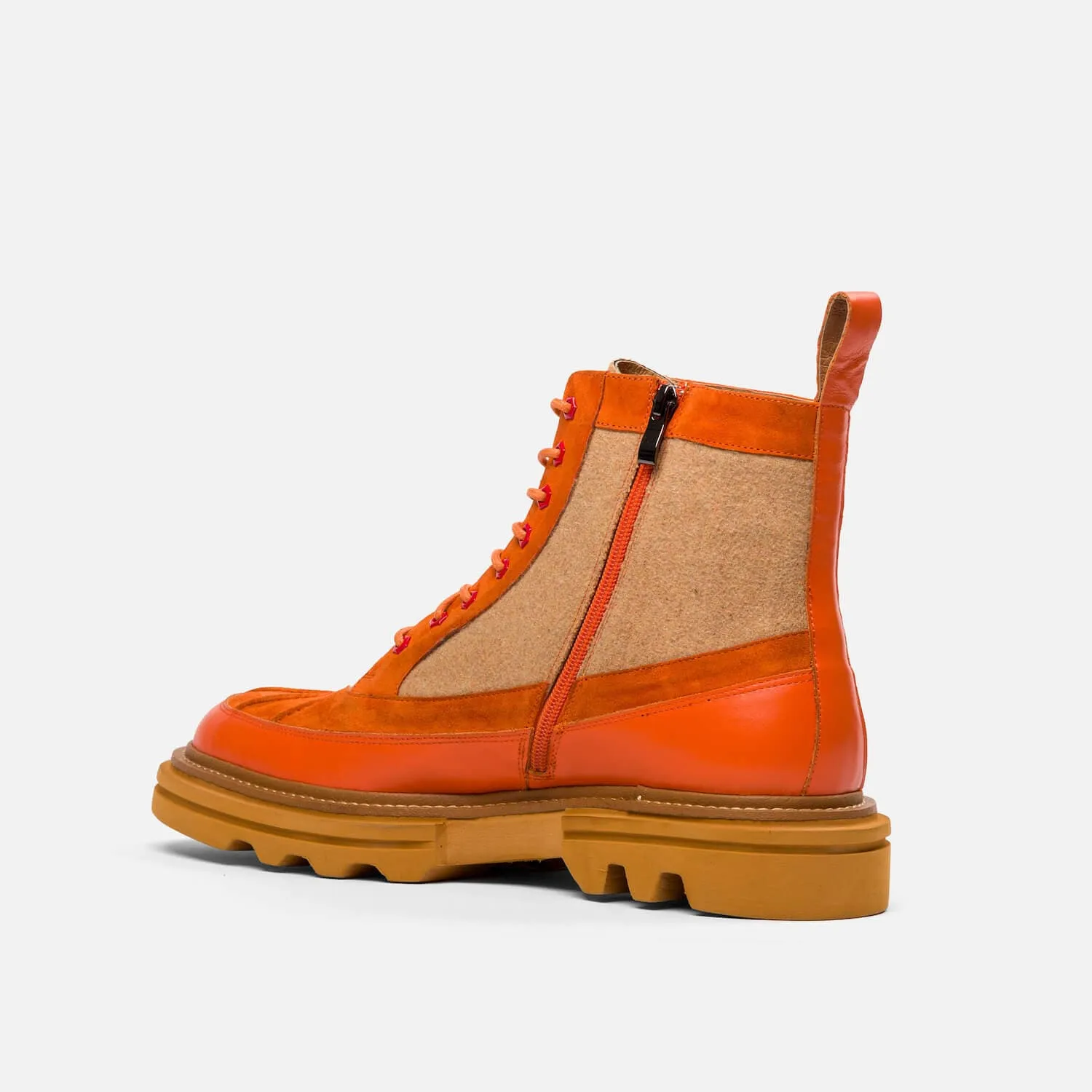 Odin Solar Orange Leather Combat Boots