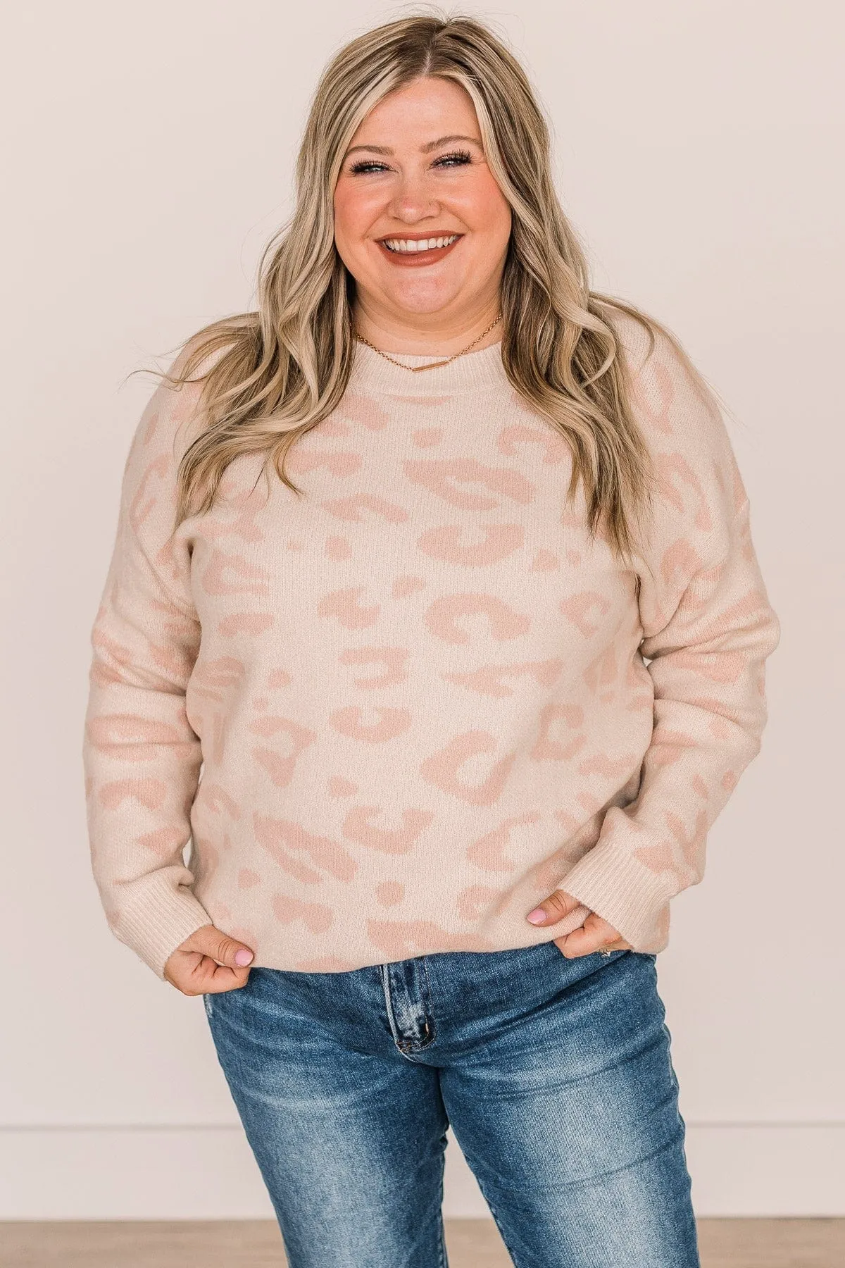 One Last Kiss Leopard Sweater- Ivory & Blush