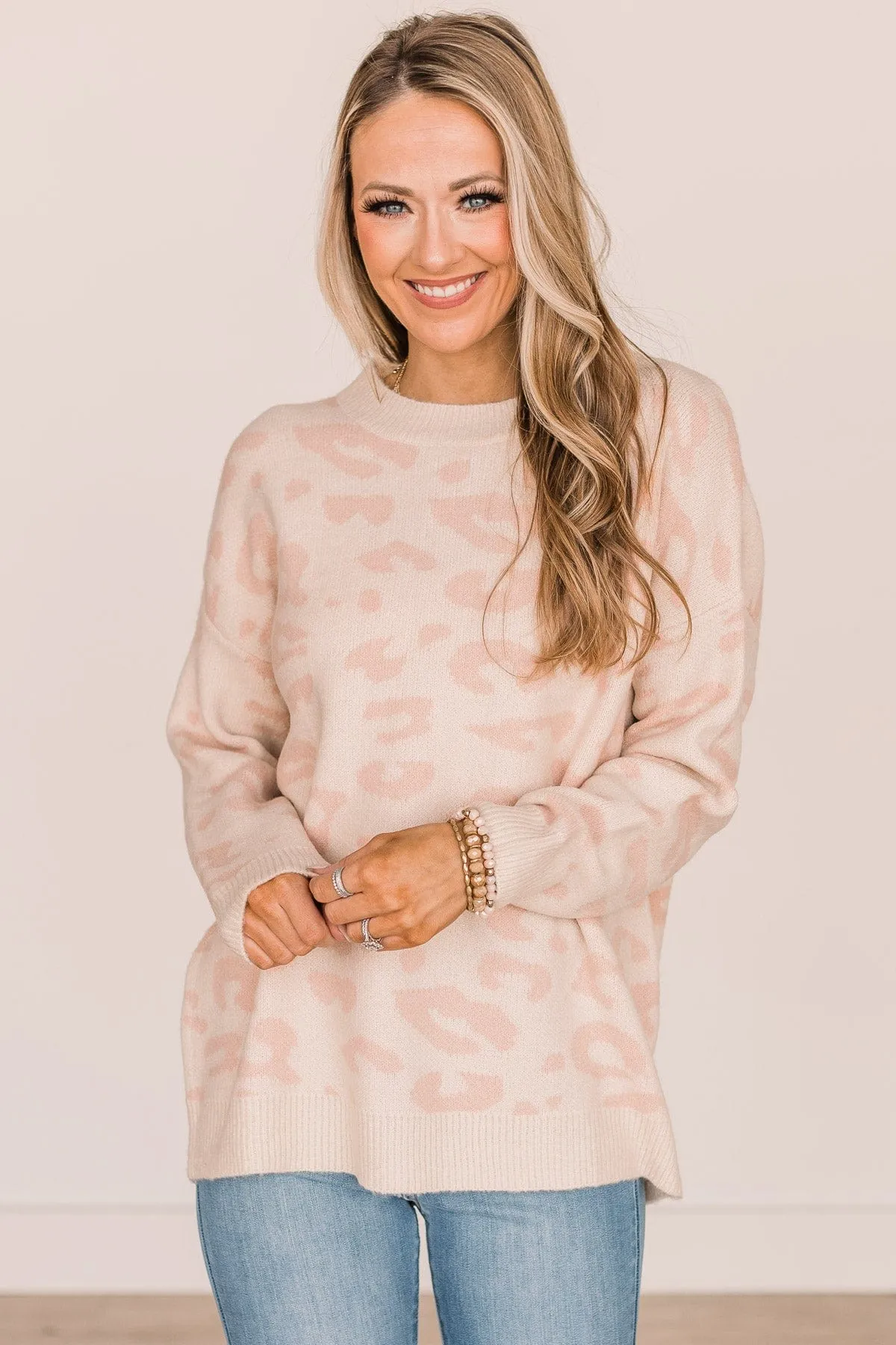 One Last Kiss Leopard Sweater- Ivory & Blush