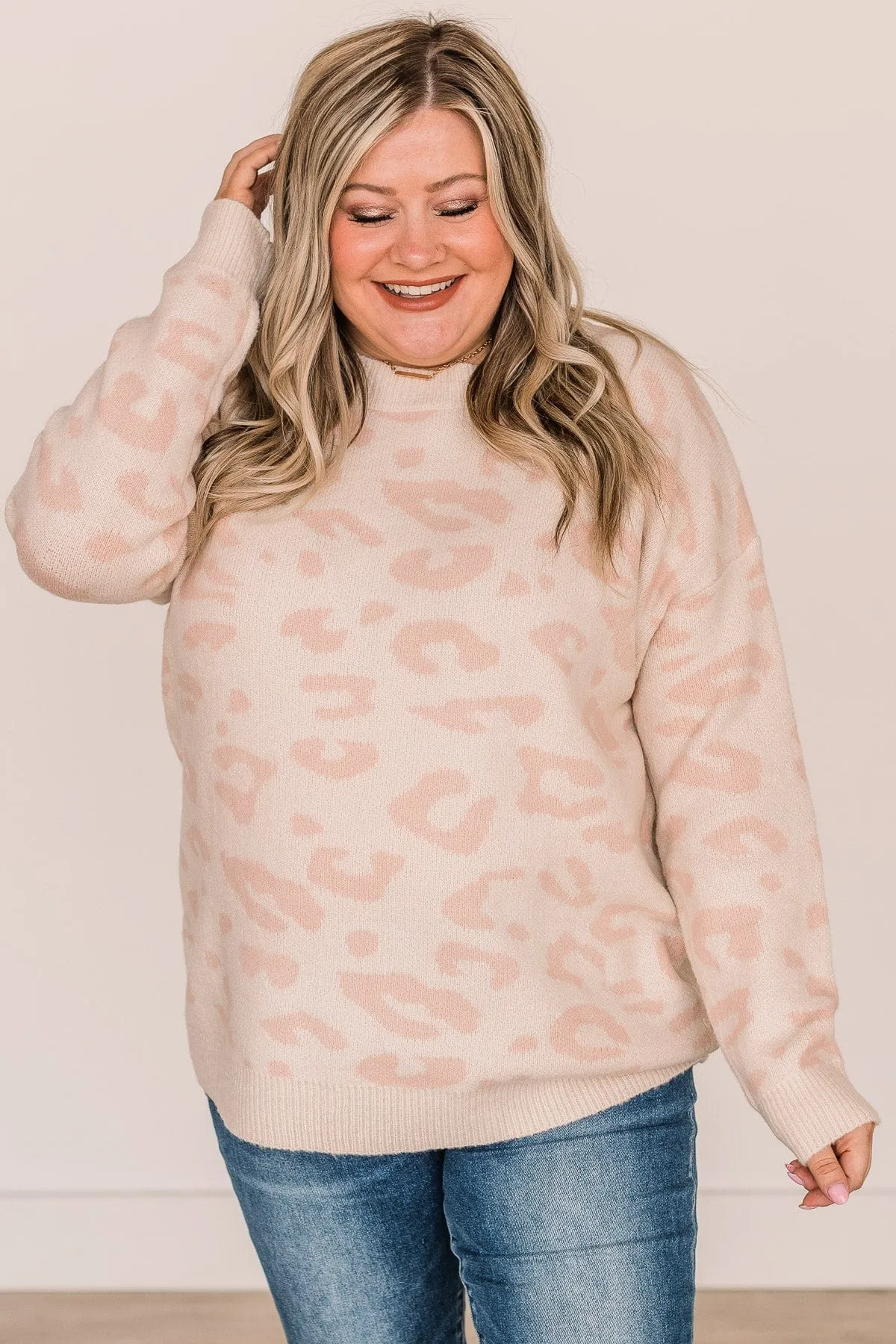 One Last Kiss Leopard Sweater- Ivory & Blush