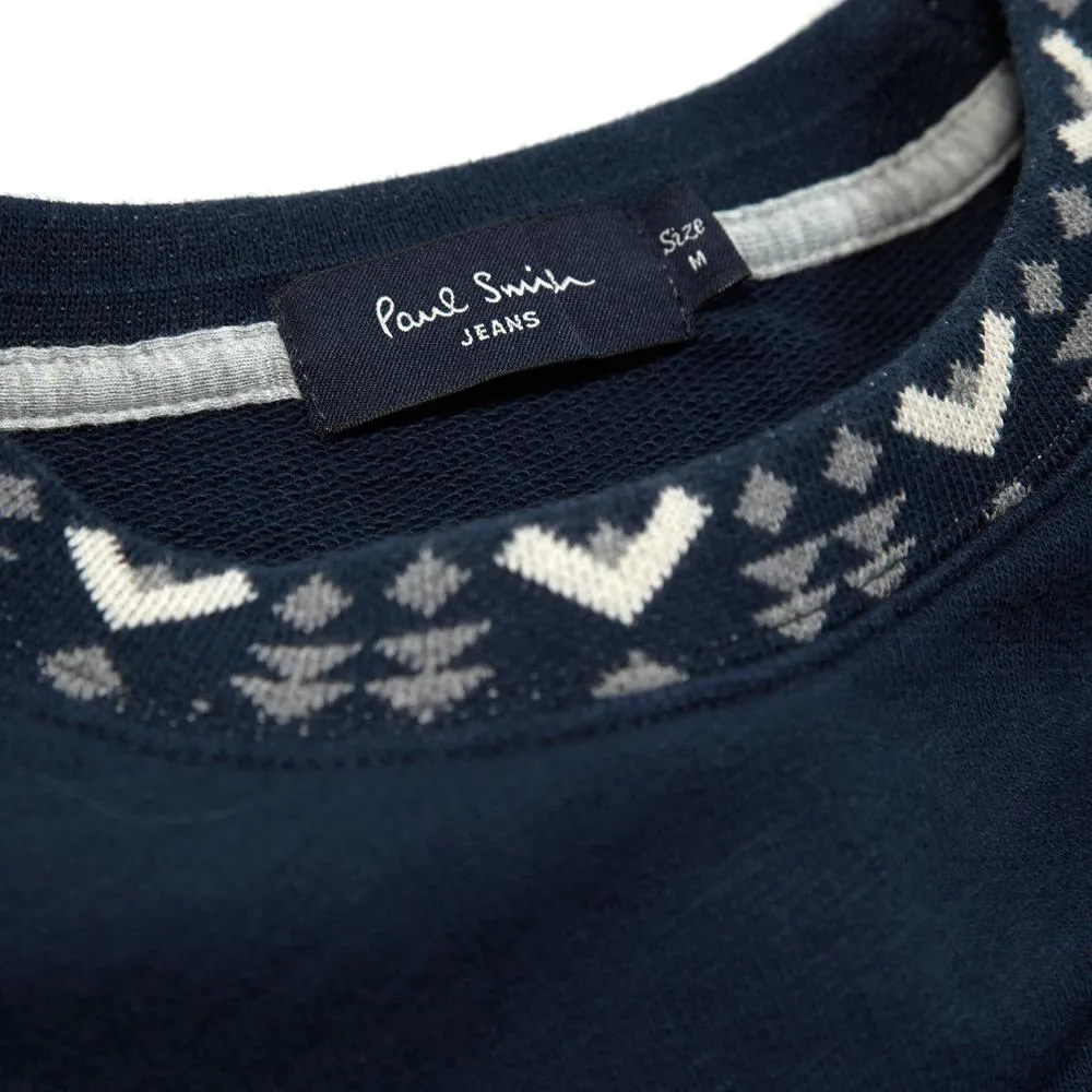 Paul Smith Jacquard Trim Crewneck Sweater Navy