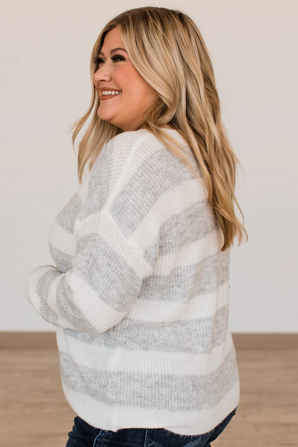 Perfectly Me Knit Sweater- Grey & Off-White