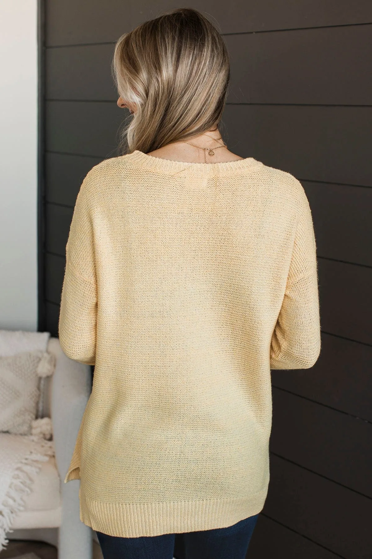 Reaching Out To You Knit Sweater- Yellow