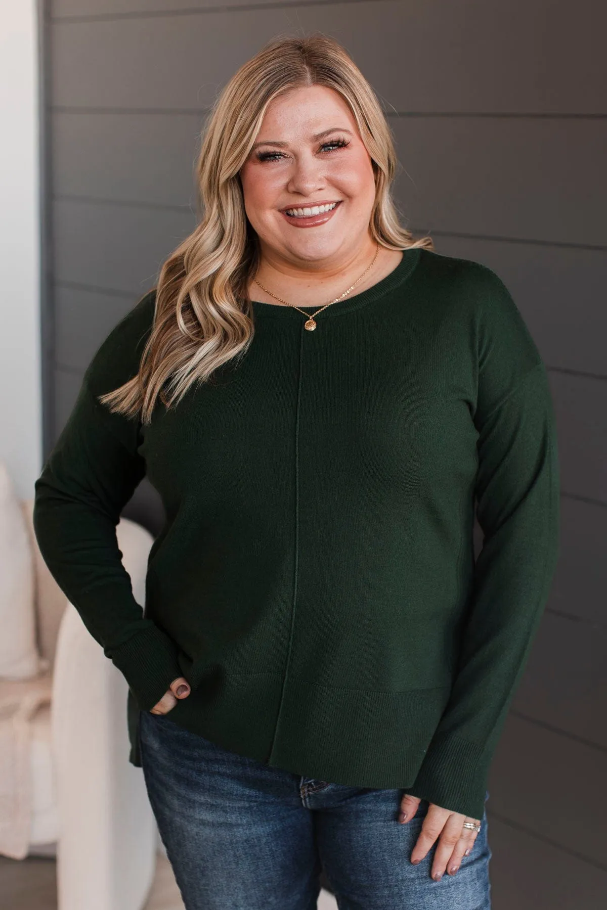 Ready For Anything Knit Sweater- Forest Green