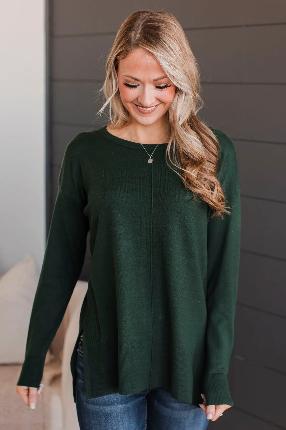 Ready For Anything Knit Sweater- Forest Green