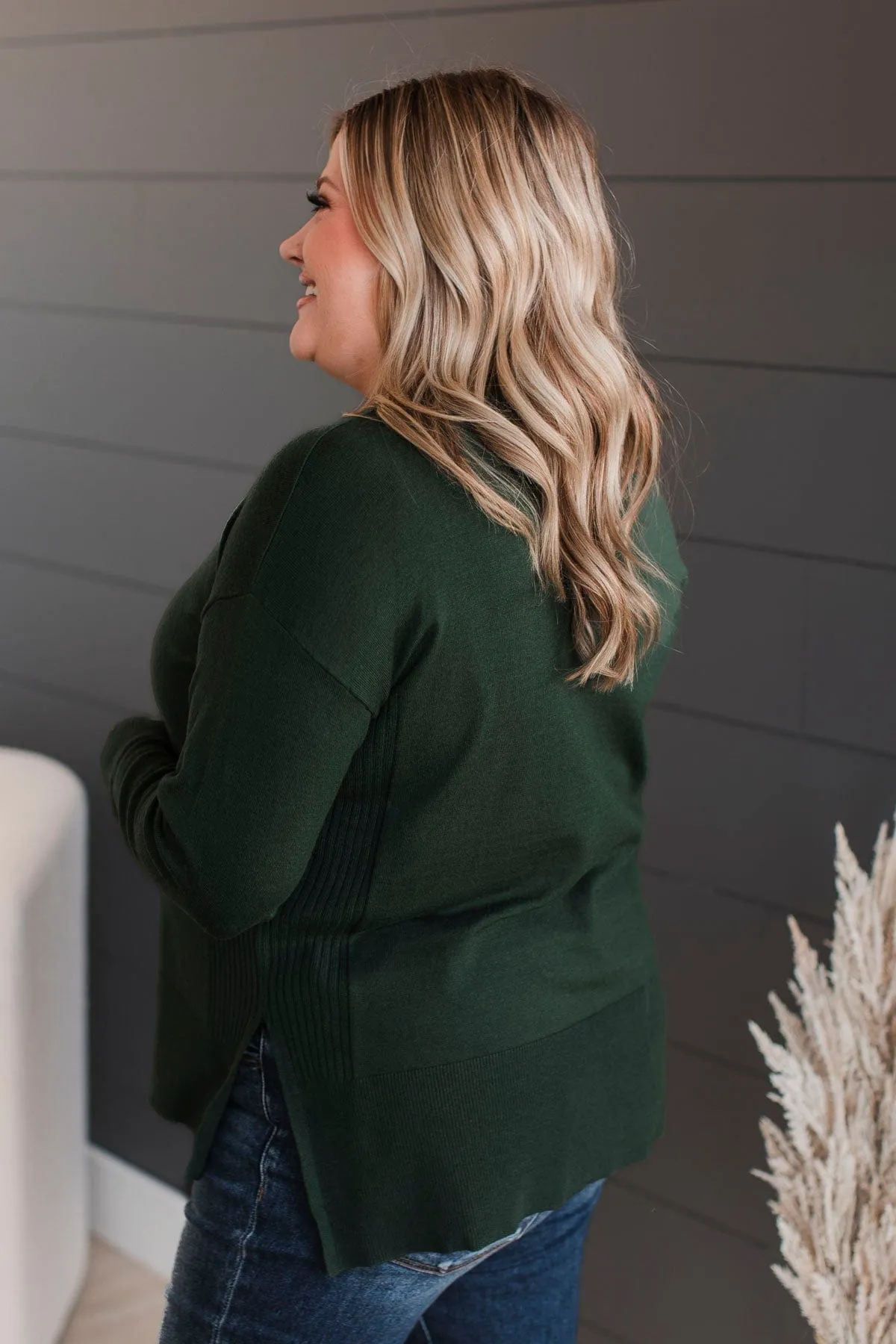 Ready For Anything Knit Sweater- Forest Green