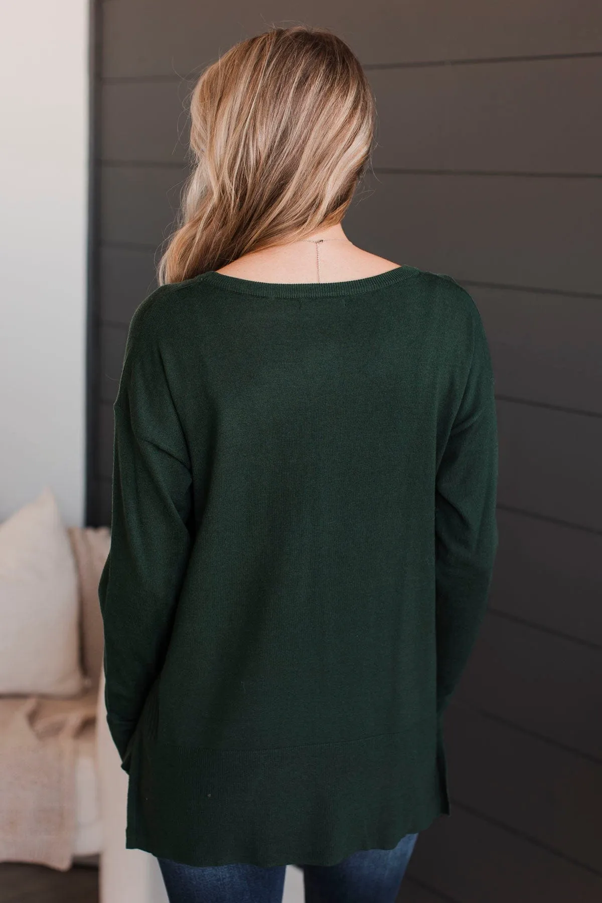 Ready For Anything Knit Sweater- Forest Green