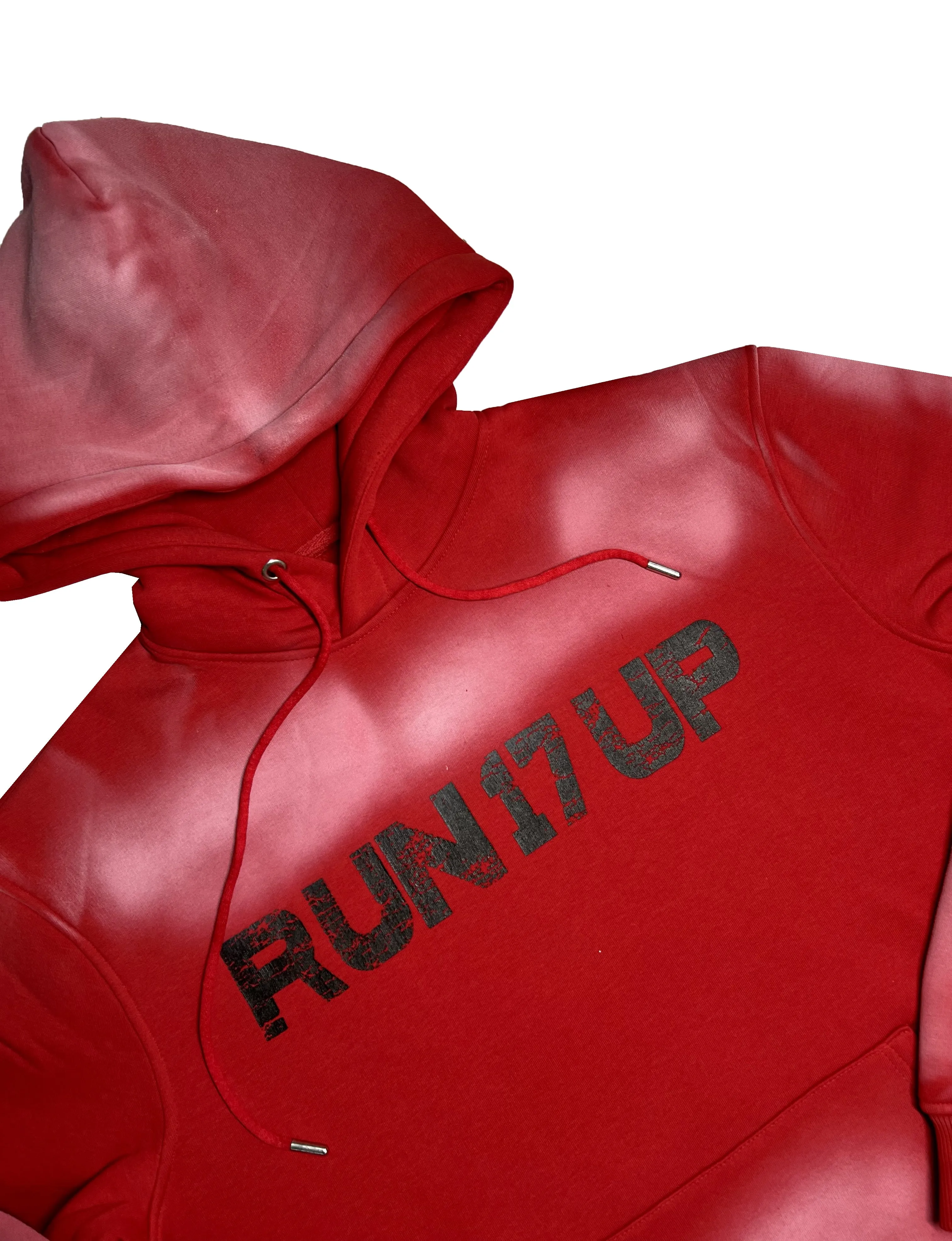 Run 17 Up Red Spray Print Hoodie