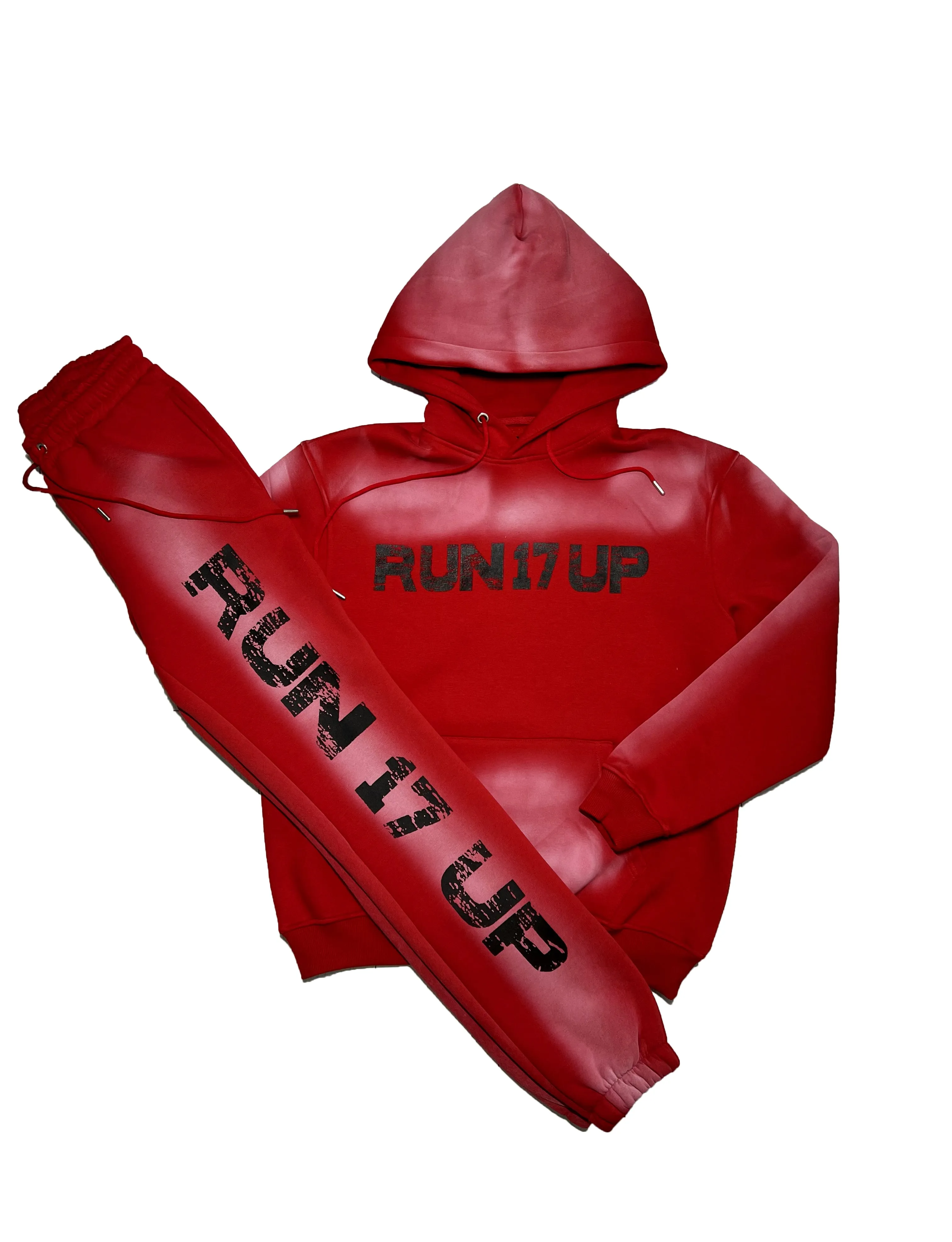 Run 17 Up Red Spray Print Hoodie