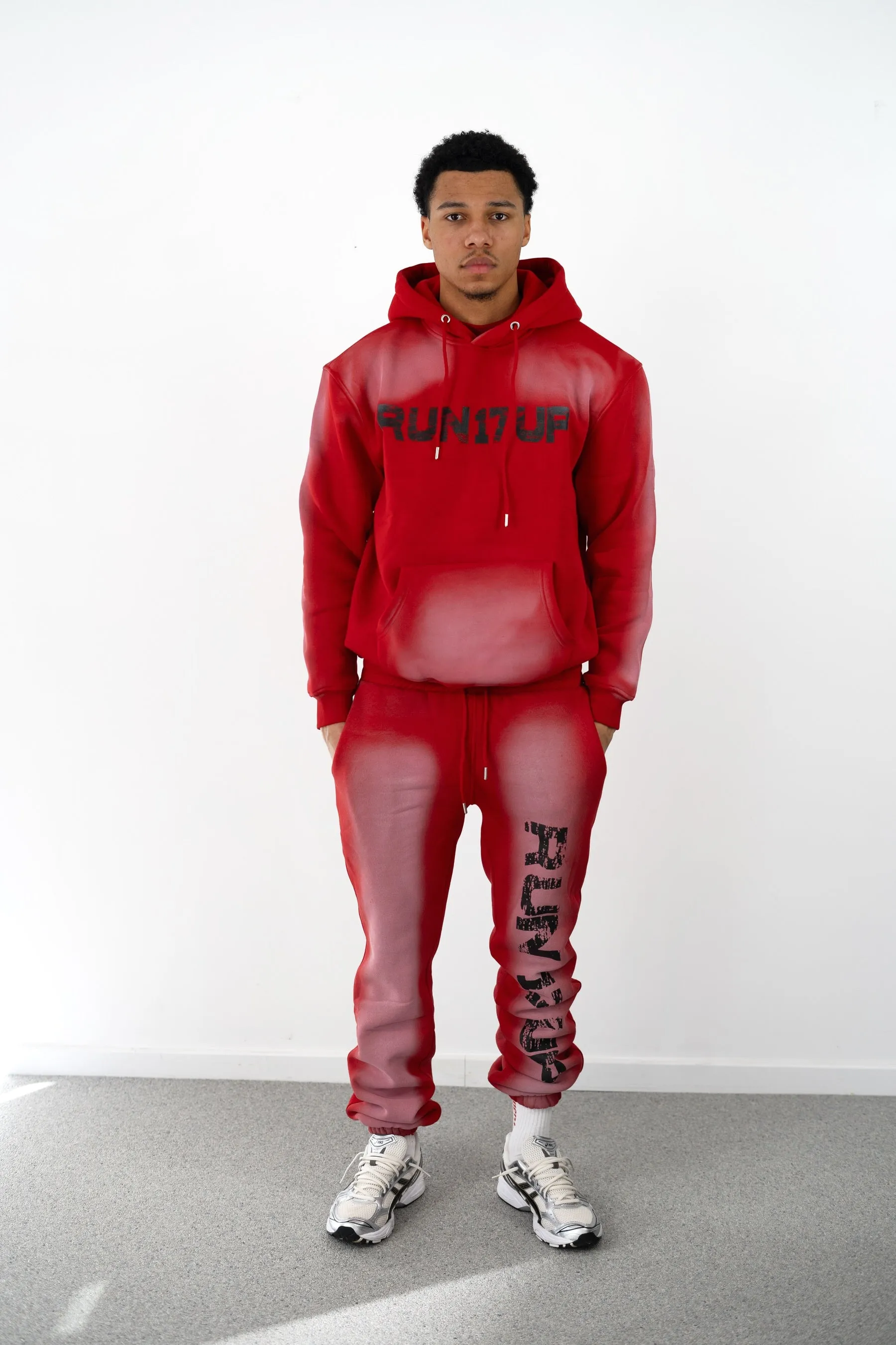 Run 17 Up Red Spray Print Hoodie