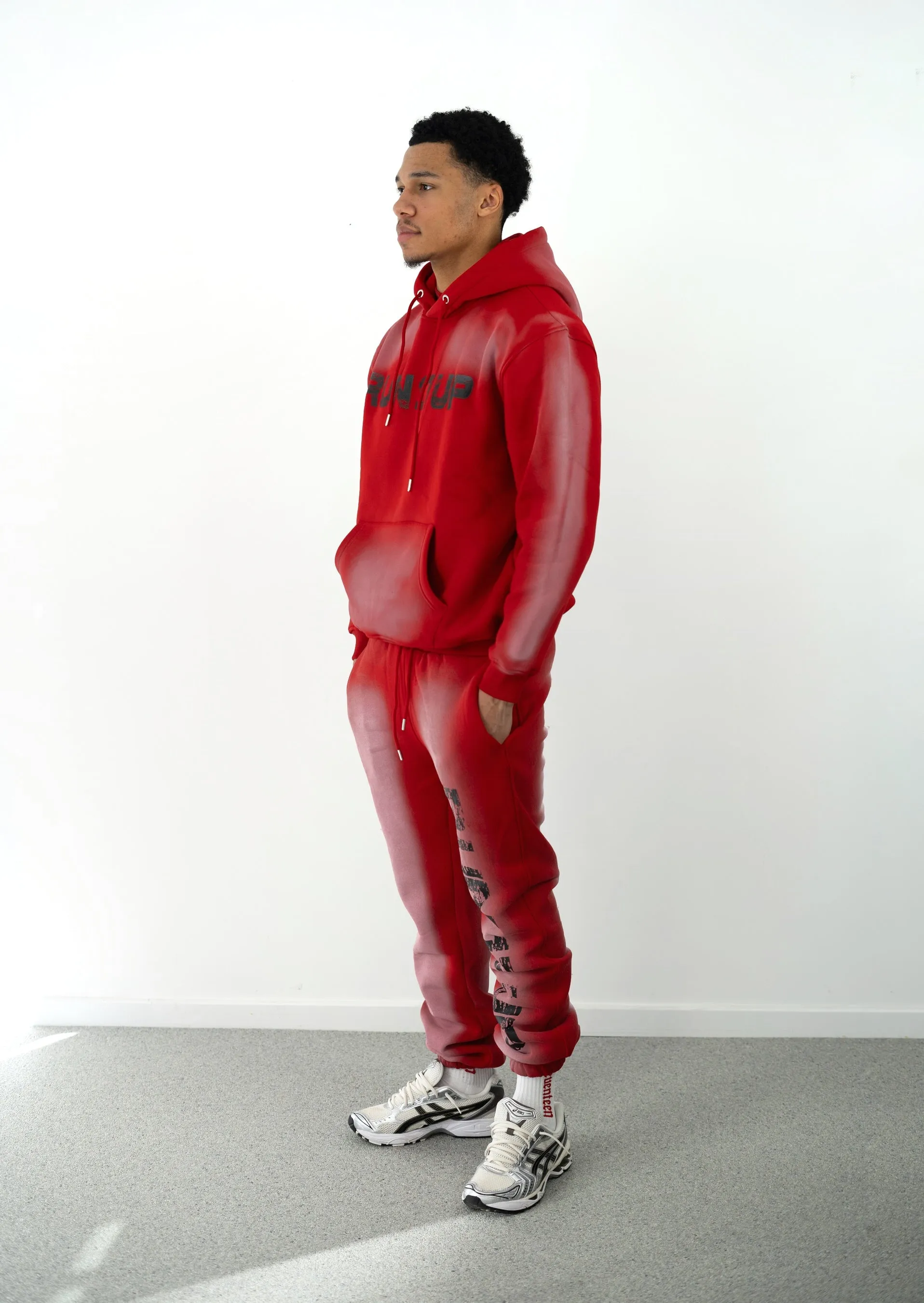 Run 17 Up Red Spray Print Hoodie