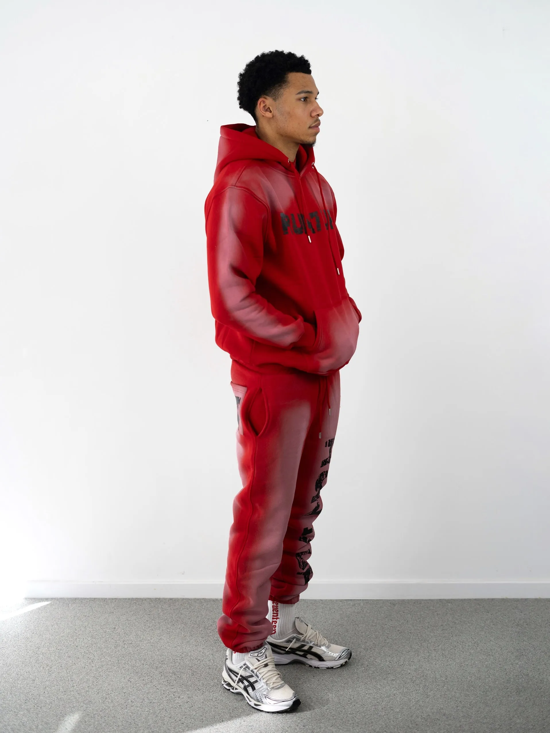 Run 17 Up Red Spray Print Hoodie