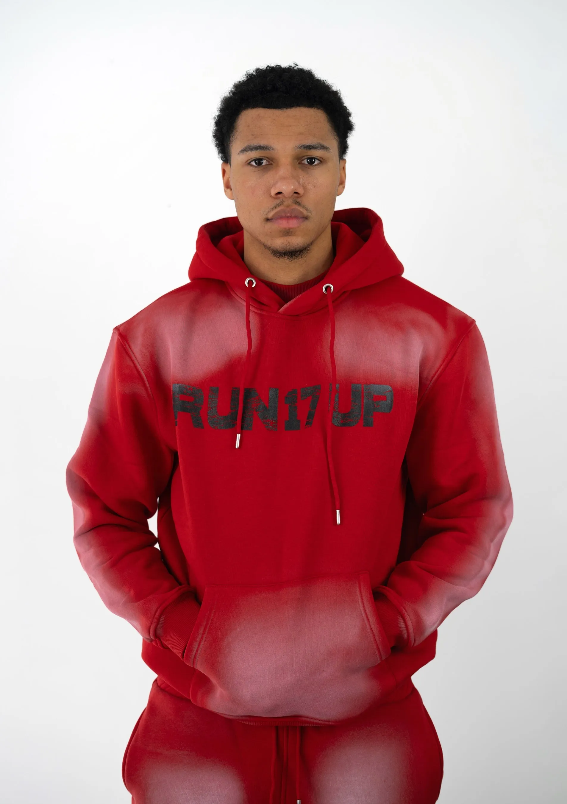 Run 17 Up Red Spray Print Hoodie