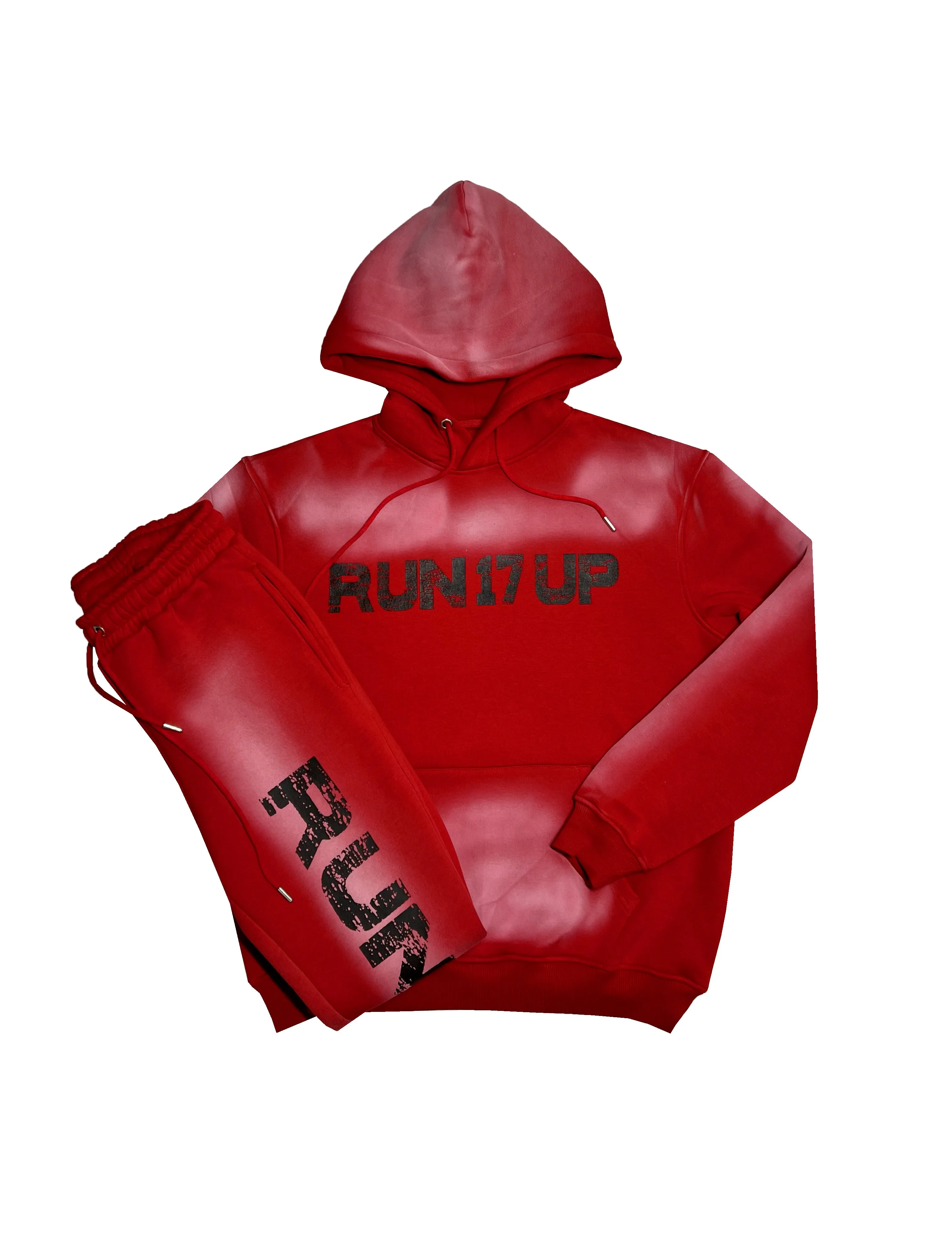 Run 17 Up Red Spray Print Hoodie