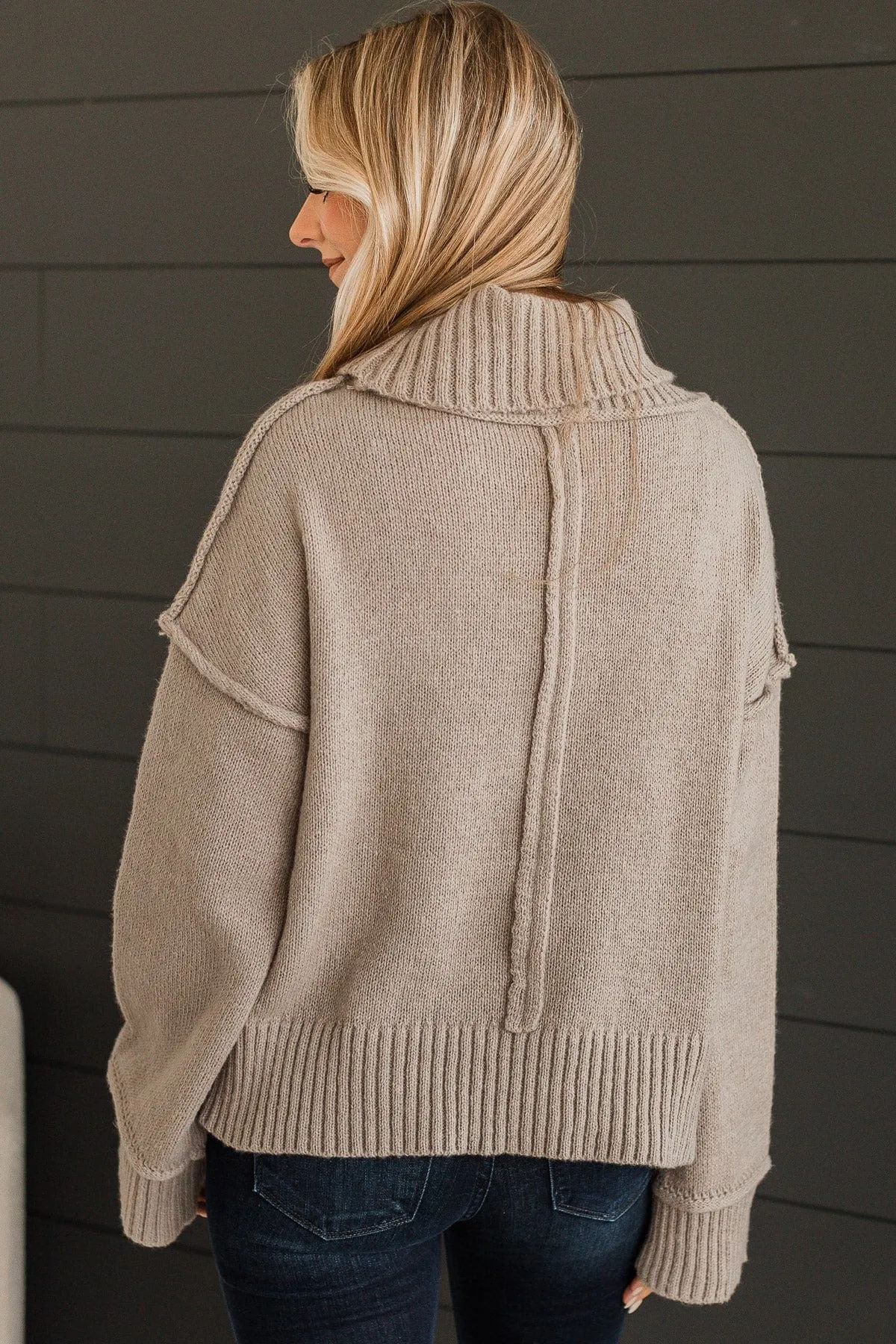 Seasonal Bliss Turtle Neck Sweater- Light Mocha