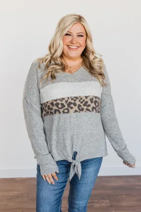 See The Beauty Front Knot Sweater- Grey