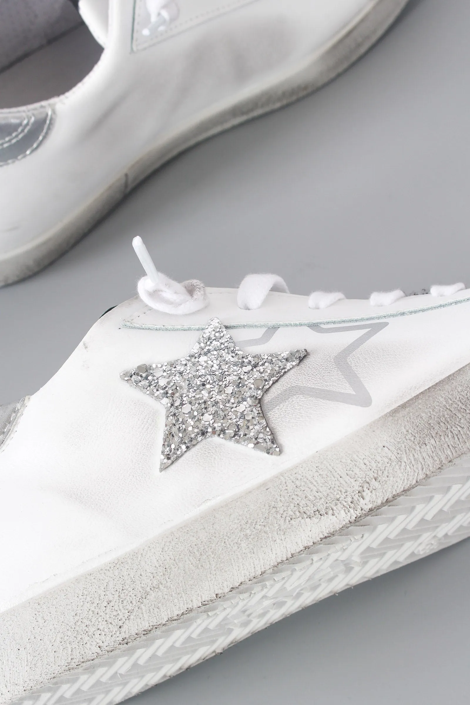 Sneaker One Star Glitter Bianco/argento