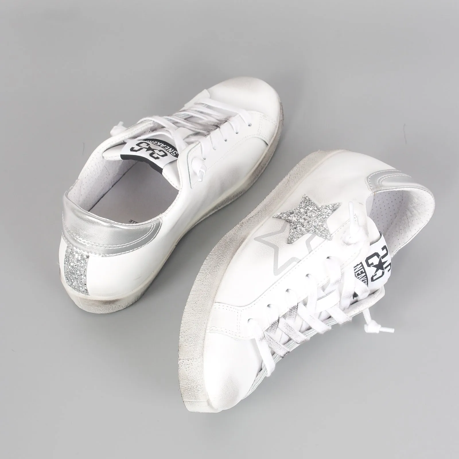 Sneaker One Star Glitter Bianco/argento