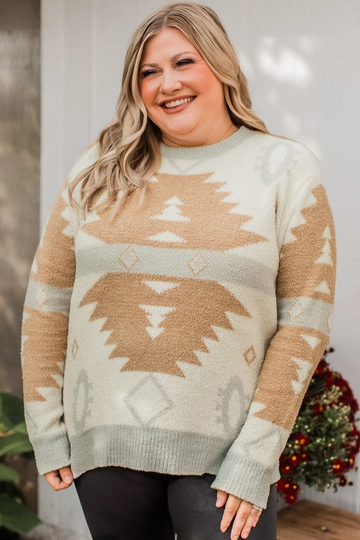 Such Delight Aztec Knit Sweater- Ivory & Mocha