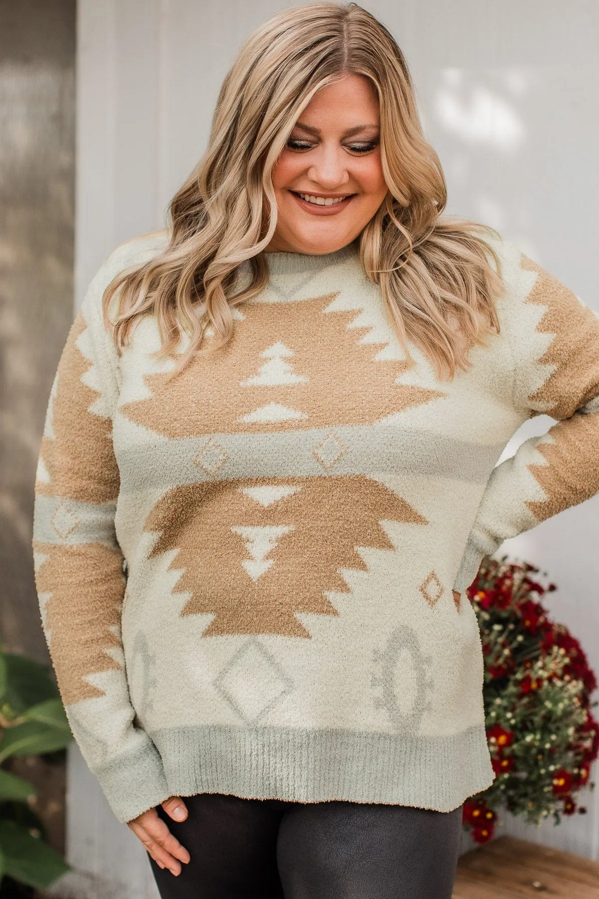 Such Delight Aztec Knit Sweater- Ivory & Mocha