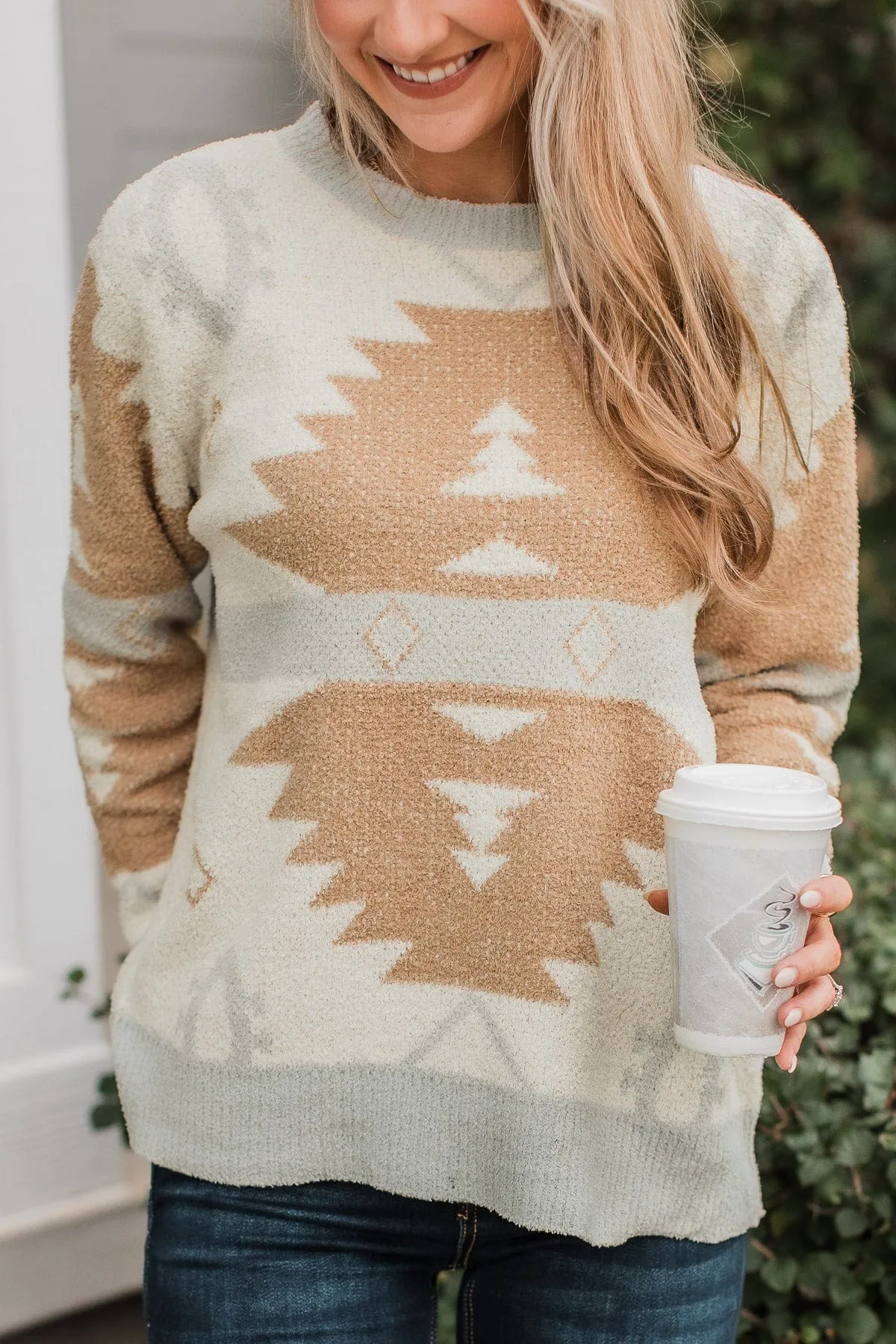 Such Delight Aztec Knit Sweater- Ivory & Mocha