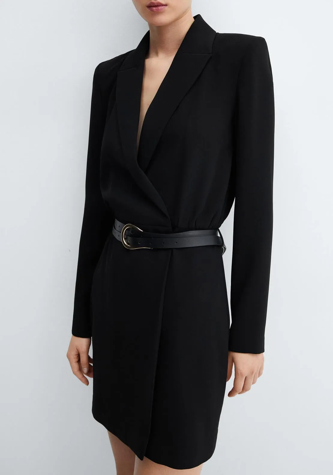 Suit jacket dress with belt