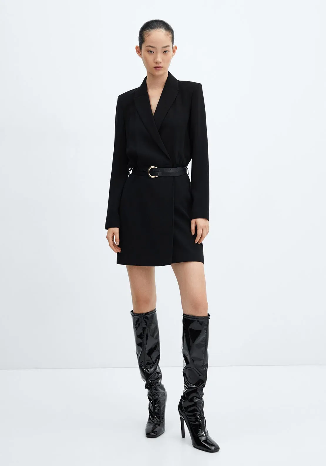 Suit jacket dress with belt