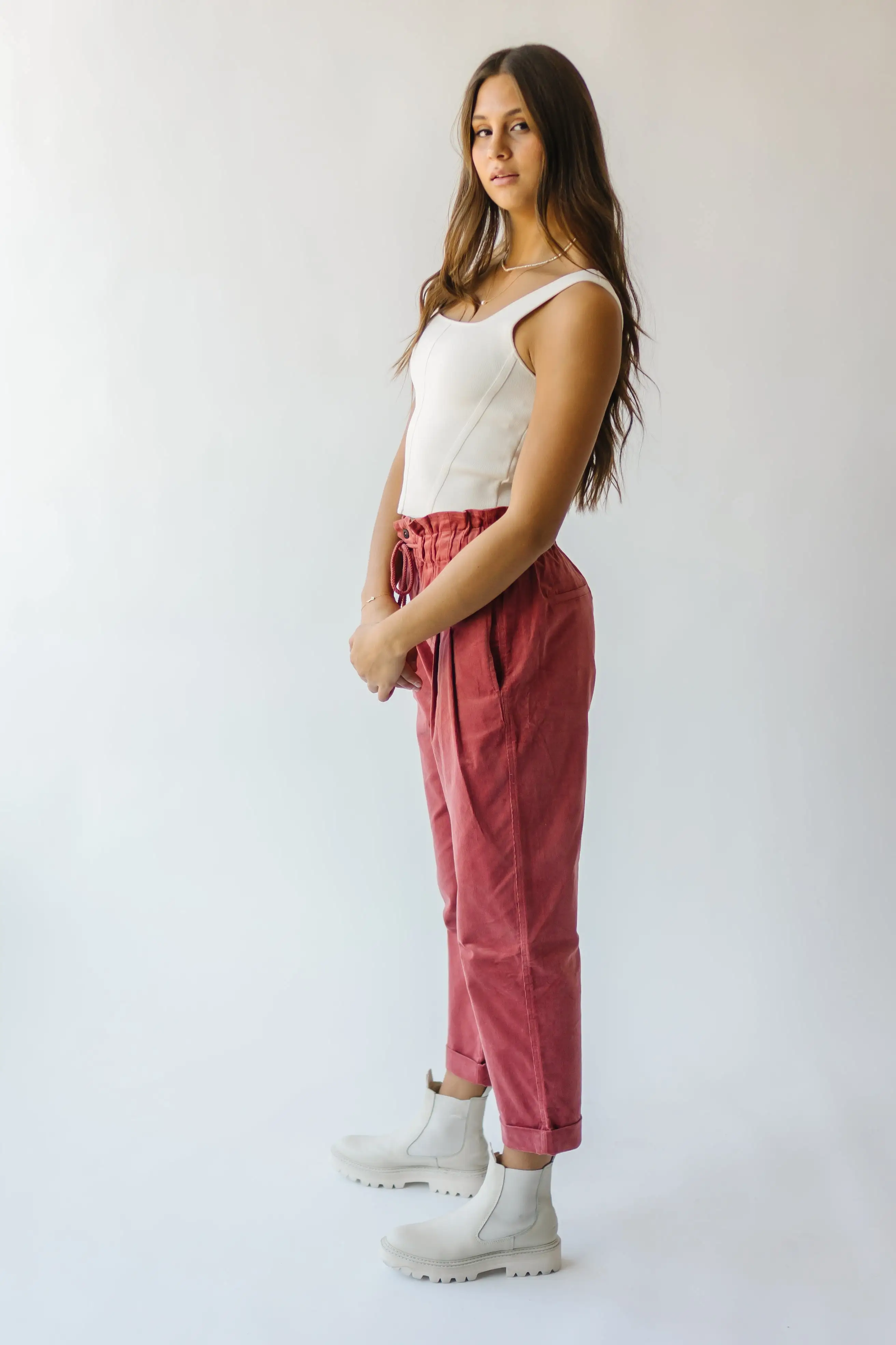 The Girard Waist Pleated Trouser in Rust