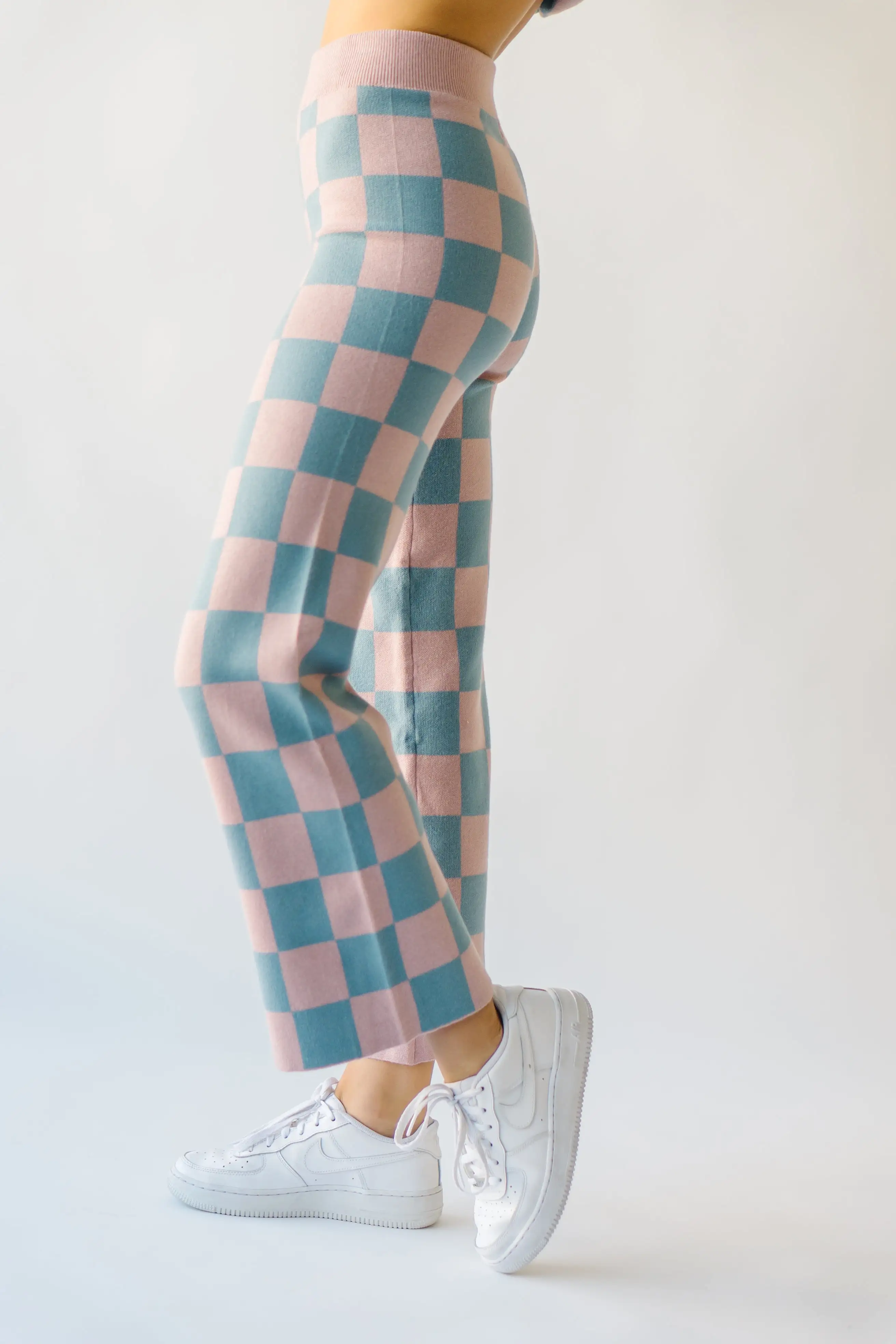 The Granger Checkered Pant in Mauve + Blue