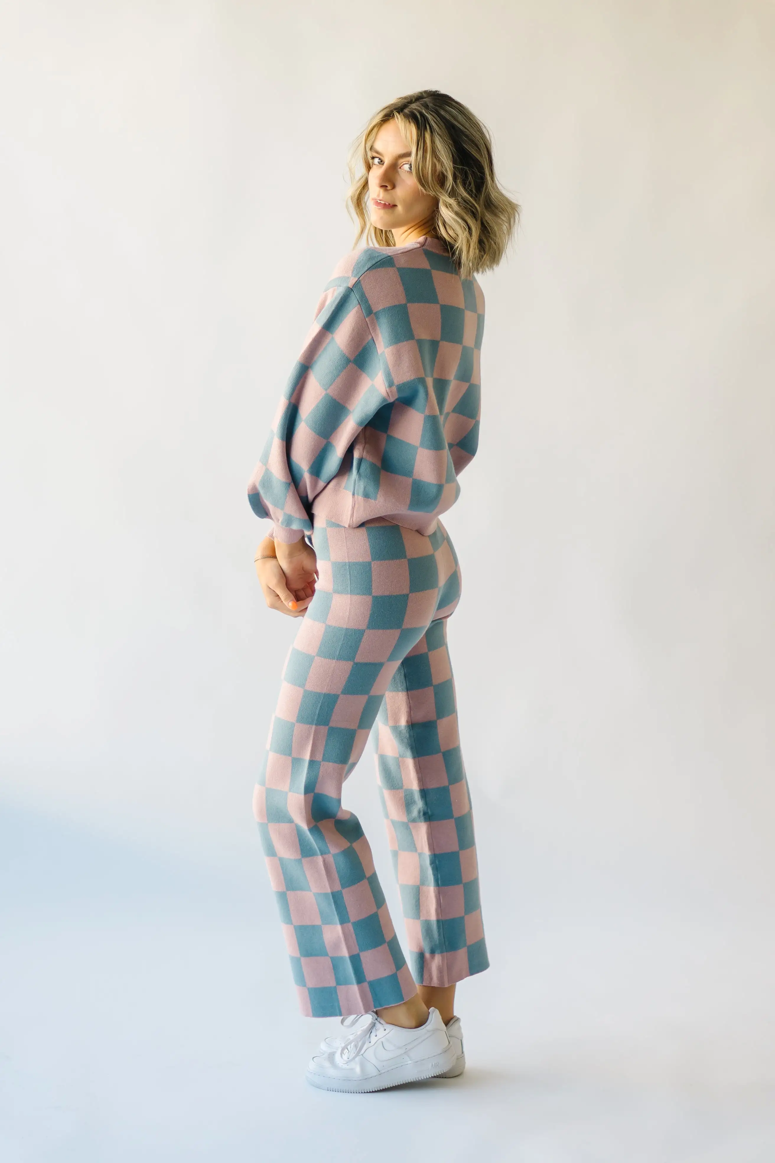 The Granger Checkered Pant in Mauve + Blue